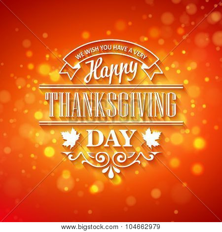 Vector typography design Thanksgiving  Blurred and boke autumn background