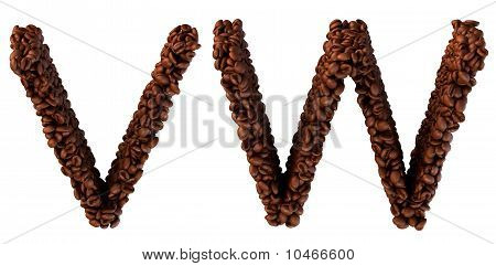 Tostado de café fuente V y W Letras