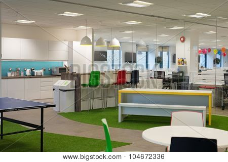 Open plan spacious modern office space interior