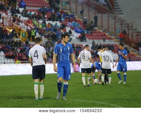 Vicenza, Italy - October 13, 2015: Uefa Under-21 Championship Qualifying Round, Football Match Italy