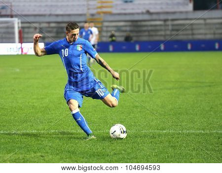 Vicenza, Italy - October 13, 2015: Uefa Under-21 Championship Qualifying Round, Football Match Italy