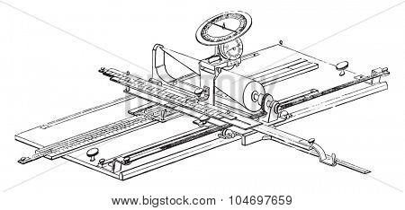 Arithmo Planimeter, vintage engraved illustration. Industrial encyclopedia E.-O. Lami - 1875.
