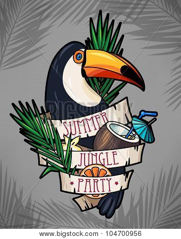 Toucan and cocktail