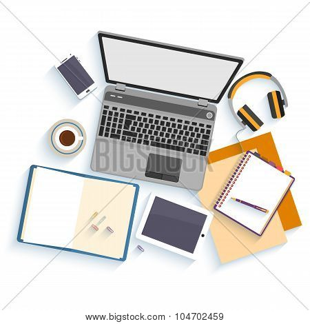 Flat design mockup per office workspace