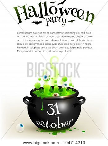 Black witches cauldron with green brew, page template