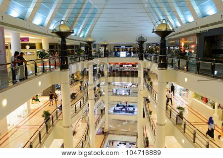 KUALA LUMPUR, MALAYSIA - APRIL 23, 2014: Suria KLCC shopping mall in Petronas Twin Towers. Suria KLCC is one of the largest shopping malls in Malaysia