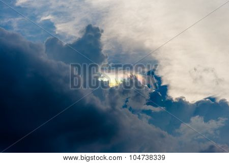 Rainbow Clouds With Cloudy Sky Near Sunset Time