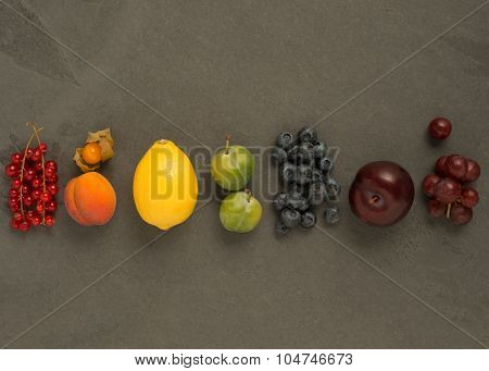 Selection Of Fruit On Slate
