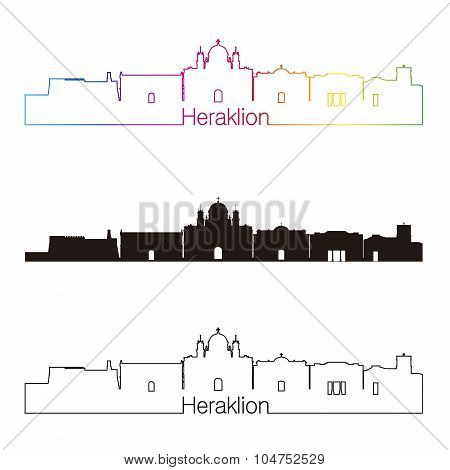 Heraklion Skyline Linear Style With Rainbow