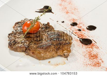 Grilled steaks and vegetables