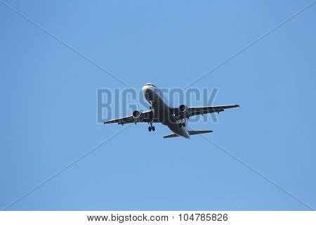 ZAGREB, CROATIA - JUNE 10: Airbus A320, registration D-AIPW of Germanwings landing on Zagreb Airport Pleso on June 10, 2015.