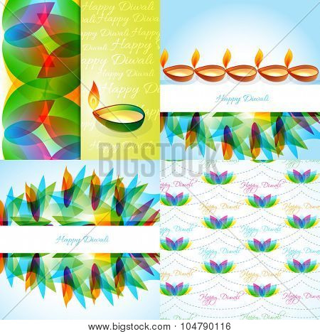 vector collection of beautiful background of diwalli with colorful diya illustration