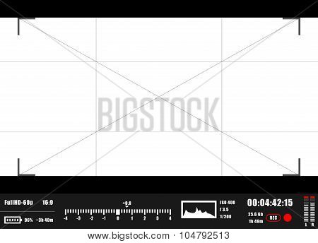 Camera viewfinder rec background. Camera focusing screen.