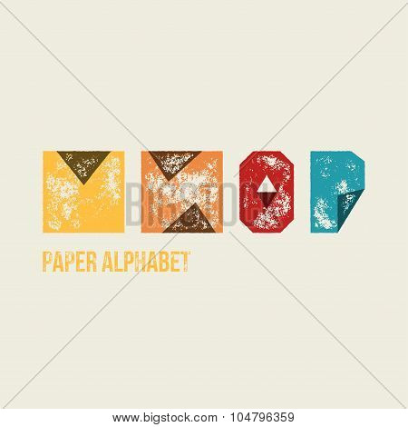 M N O P - Grunge Retro Paper Type Alphabet