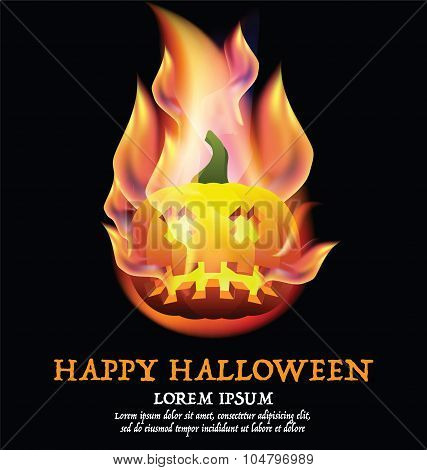 Happy Halloween Background With Pumpkin And Place For Text