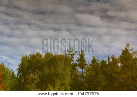 Water Reflection Of Clouds And Trees-czech Rep.