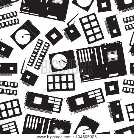 Internal Desktop Computer Components Seamless Pattern Eps10