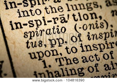 Close-up Of The Word Inspiration And Its Definition