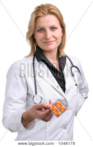 Young Doctor Passing Pills