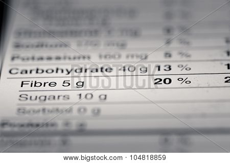 Shallow Depth Of Field Image Of Nutrition Facts