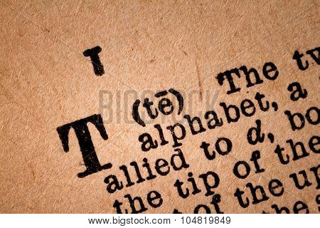 Close-up Of A T, The 20Th Letter Of The Latin Alphabet