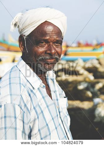 Indian Fisherman Kerela India Tranquil Concept