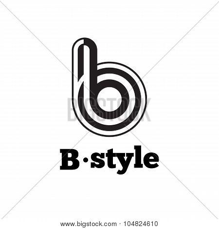 Vector modern black and white abstract logo. B letter logotype with stripes