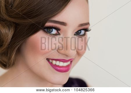 Girl With Make-up And A Flower Smile