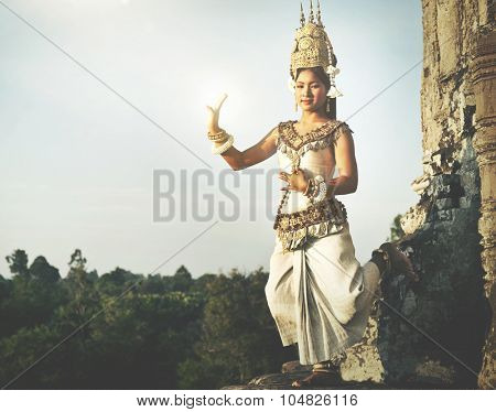 Aspara Dancer Angkor Wat Traditional Woman Concept