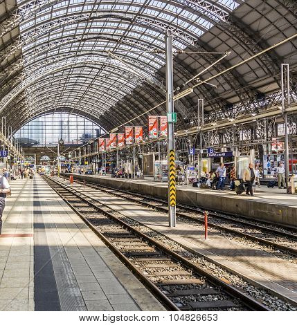 People Arriving Or Departing At The Frankfurt  Train Station