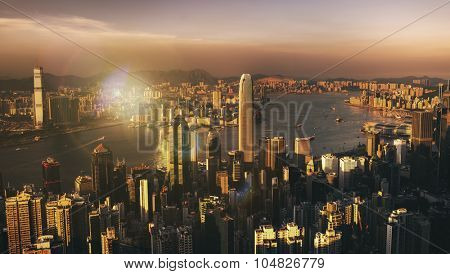 Hong Kong Sunset Victoria Habour View Concept