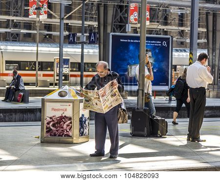 People Arriving Or Departing At The Frankfurt  Train Station