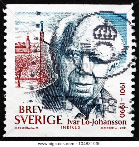 Postage Stamp Sweden 2001 Ivar Lo-johansson, Writer