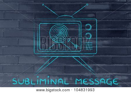 Subliminal Message, Concept Of Tv Ads (screen With Arrow And Target)