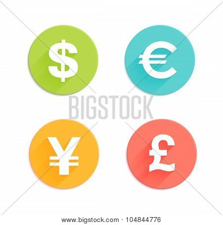 Currency flat icons