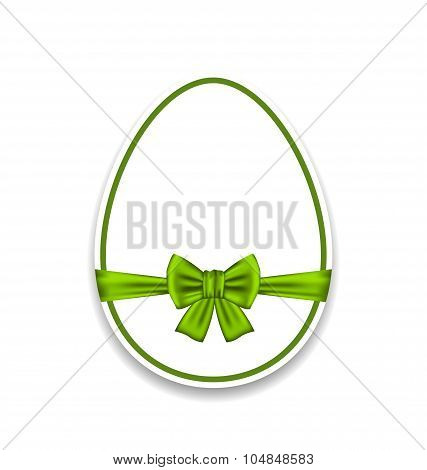Easter egg wrapping green bow, isolated on white background