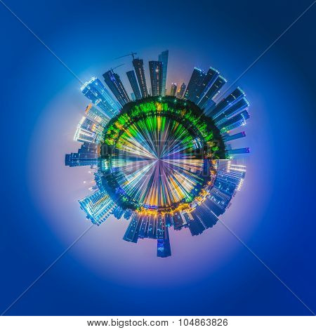 Overpopulated Urban Planet Covered In City Buildings