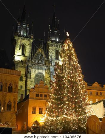 Oude stadsplein bij Kerstmis, Prague, Tsjechië