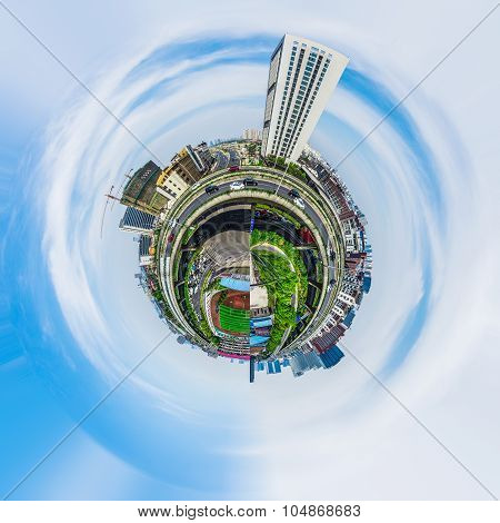 Overpopulated Urban Planet Covered In City Buildings