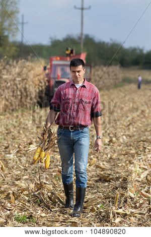 Farmer On Corn Field