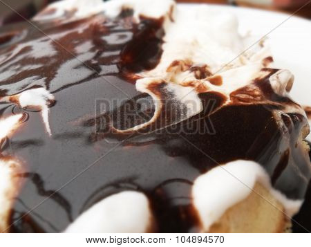 Icecream And Chocolate Sauce