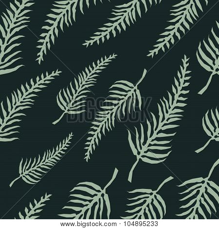 Vector Seamless Pattern With Fern Leaves