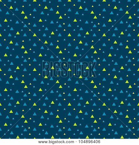 Seamless Background Vector Pattern With Green And Blue Triangles On Dark Blue Color