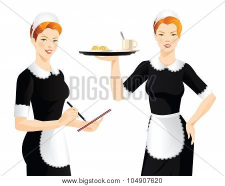 The waitress takes an order.