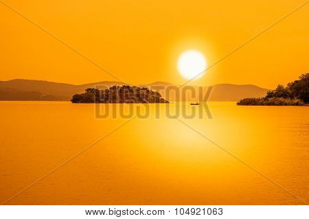 Chinese fishing boats sailing in Wuxi China Taihu Lake