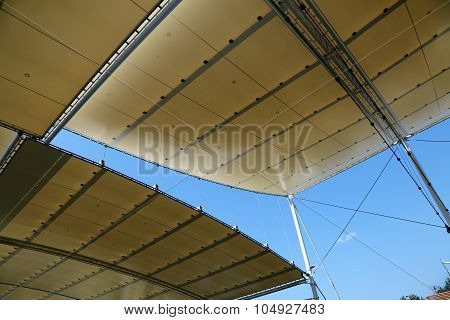 Milan, Italy - 8Th September, 2015. Expo Milan 2015. Whiter Cover With Fabrics And Steel Poles