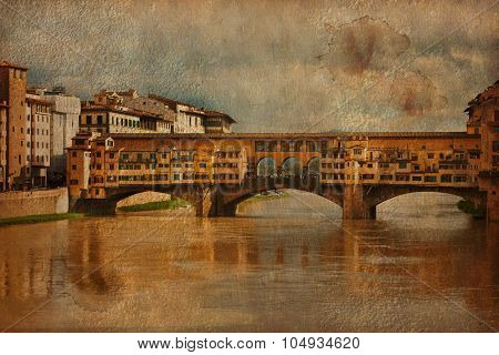 Flornce, Arno River And Ponte Vecchio