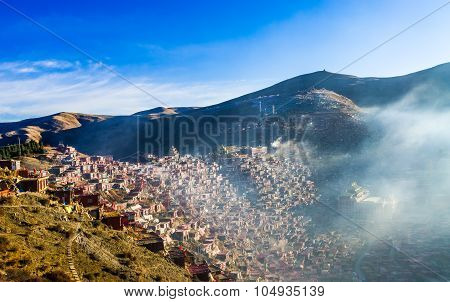 Sichuan, China - Sep 19 2014: Larung Gar(larung Five Sciences Buddhist Academy). A Famous Lamasery I