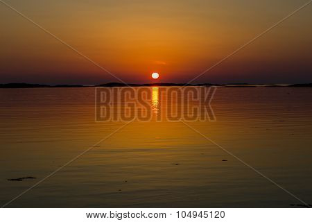 Norwegian sea landscape in the midnight sun