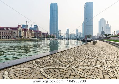 Beautiful Night View Of The Haihe River In Tianjin , China